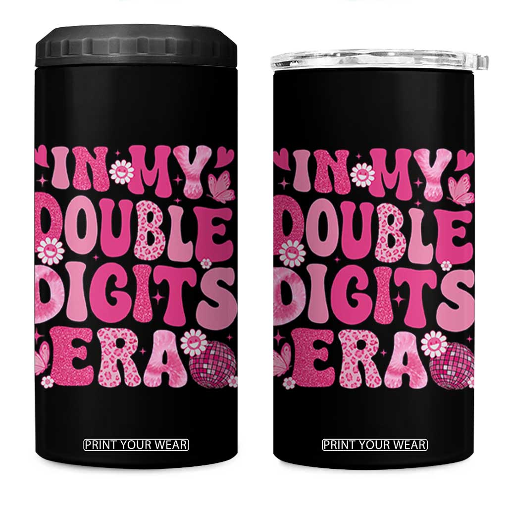 10 Years Old Birthday Girl 4 in 1 Can Cooler Tumbler In My Double Digits Era TS10 One Size: 16 oz Black Print Your Wear