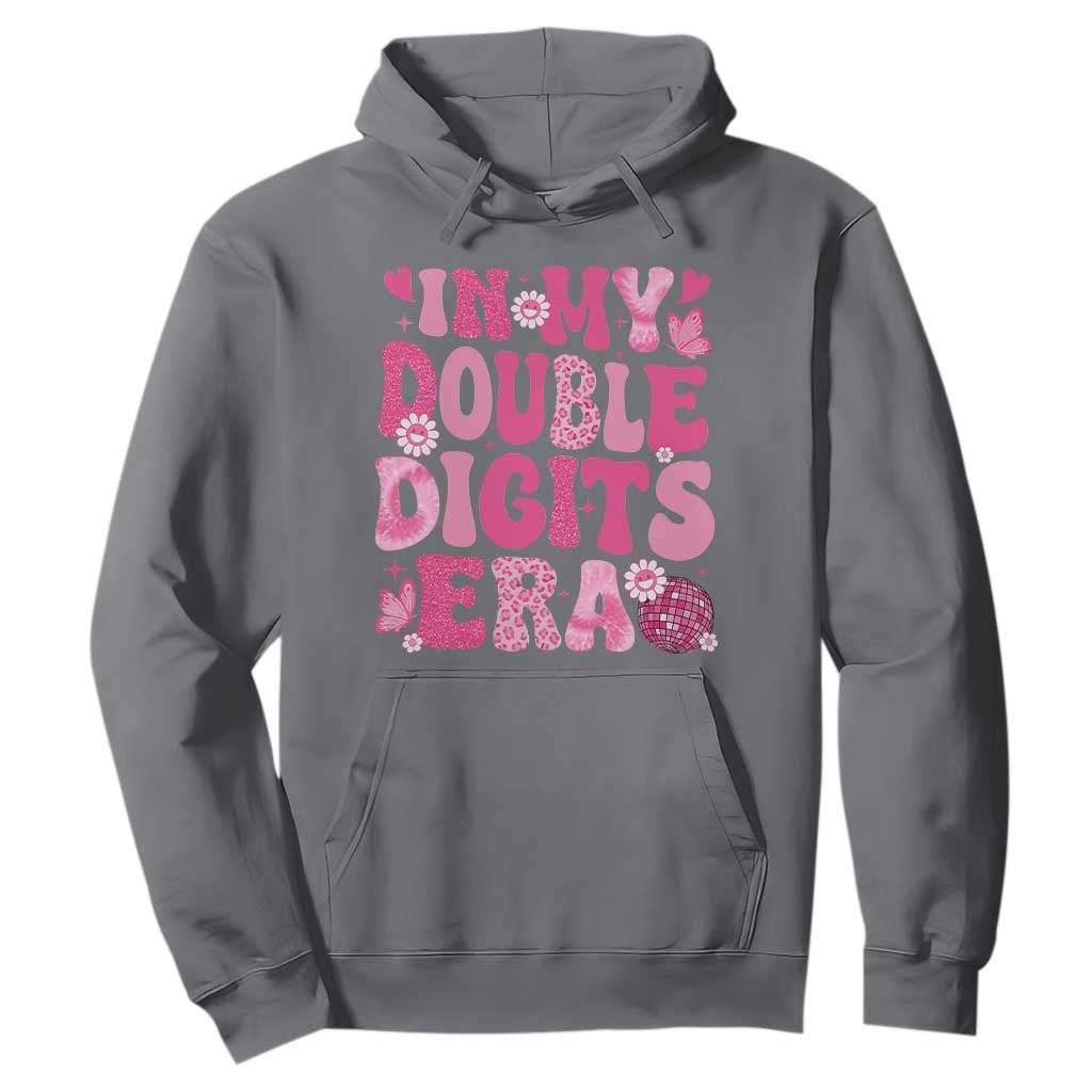 10 Years Old Birthday Girl Hoodie In My Double Digits Era TS10 Charcoal Print Your Wear