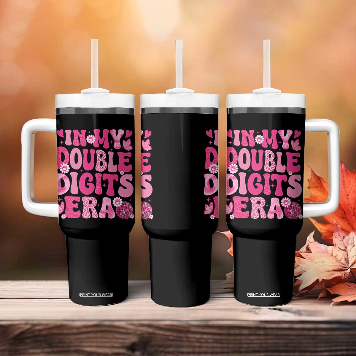 10 Years Old Birthday Girl Tumbler With Handle In My Double Digits Era TS10 Print Your Wear