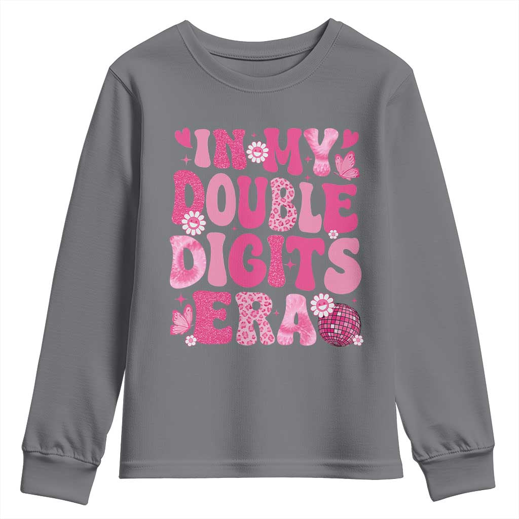 10 Years Old Birthday Girl Youth Sweatshirt In My Double Digits Era TS10 Charcoal Print Your Wear