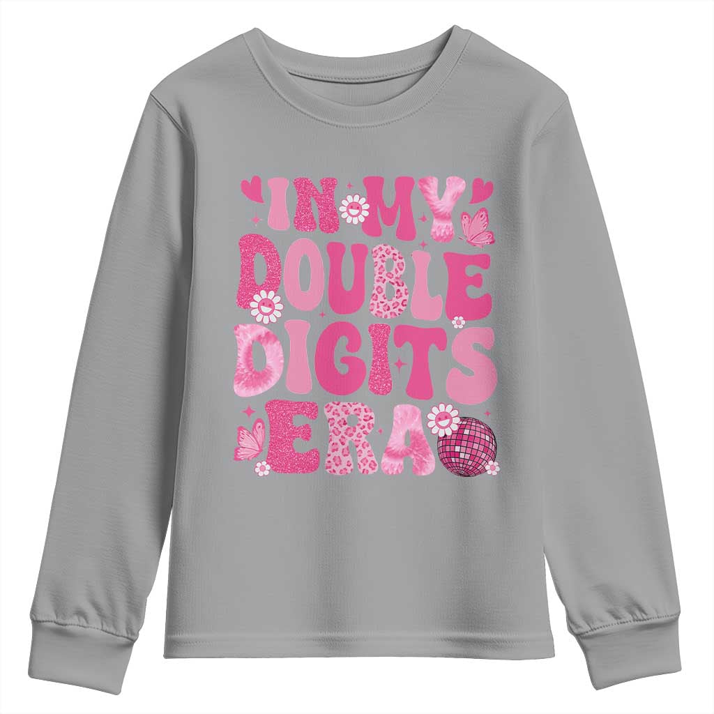 10 Years Old Birthday Girl Youth Sweatshirt In My Double Digits Era TS10 Sport Gray Print Your Wear