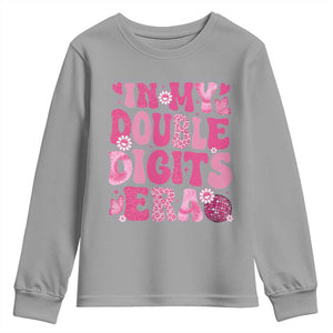10 Years Old Birthday Girl Youth Sweatshirt In My Double Digits Era TS10 Sport Gray Print Your Wear
