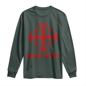 Catholic Knight Templar Crusader Cross Long Sleeve Shirt TS10 Dark Forest Green Print Your Wear
