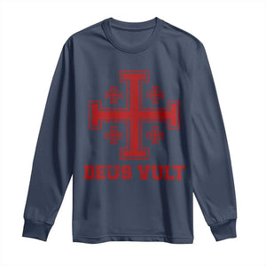 Catholic Knight Templar Crusader Cross Long Sleeve Shirt TS10 Navy Print Your Wear