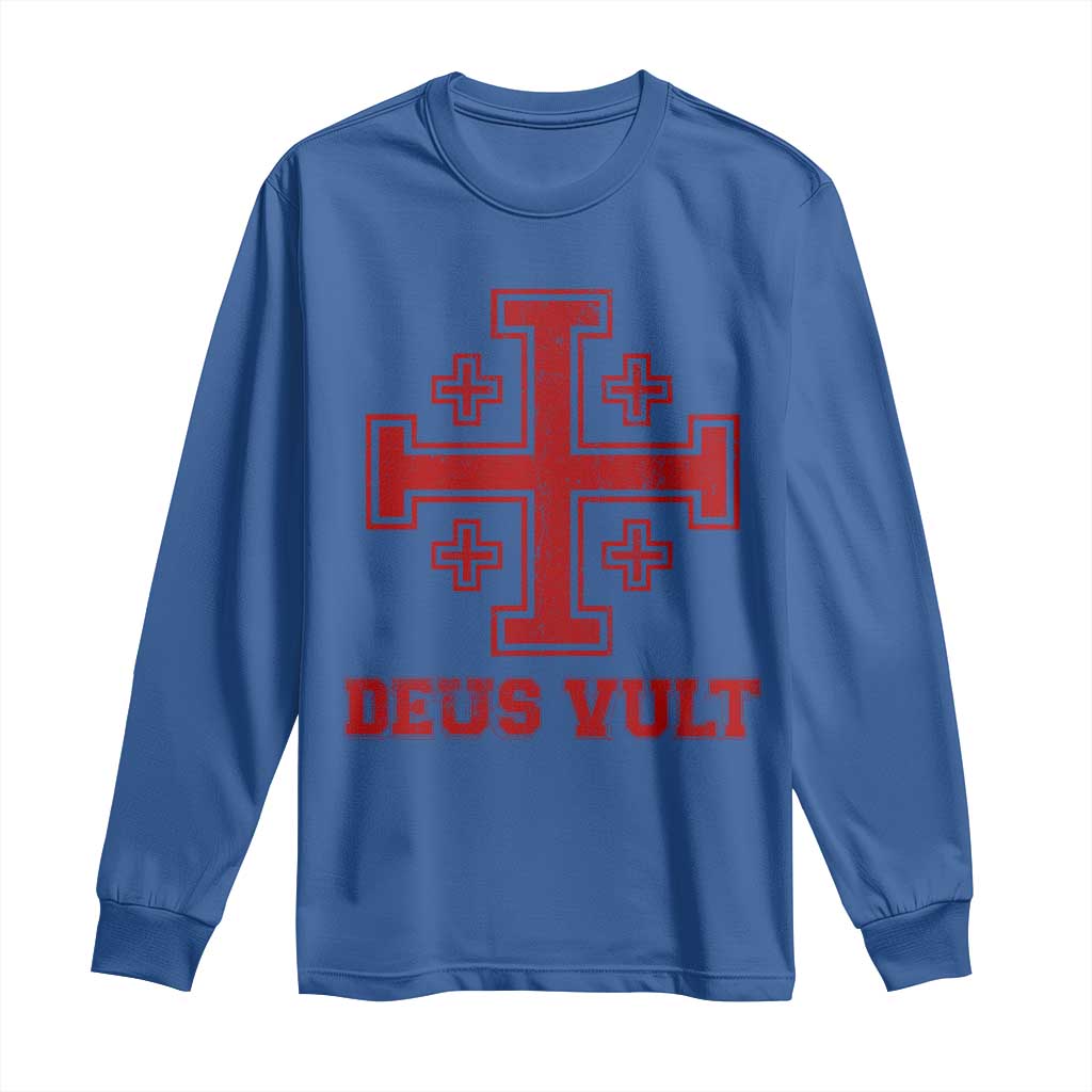 Catholic Knight Templar Crusader Cross Long Sleeve Shirt TS10 Royal Blue Print Your Wear