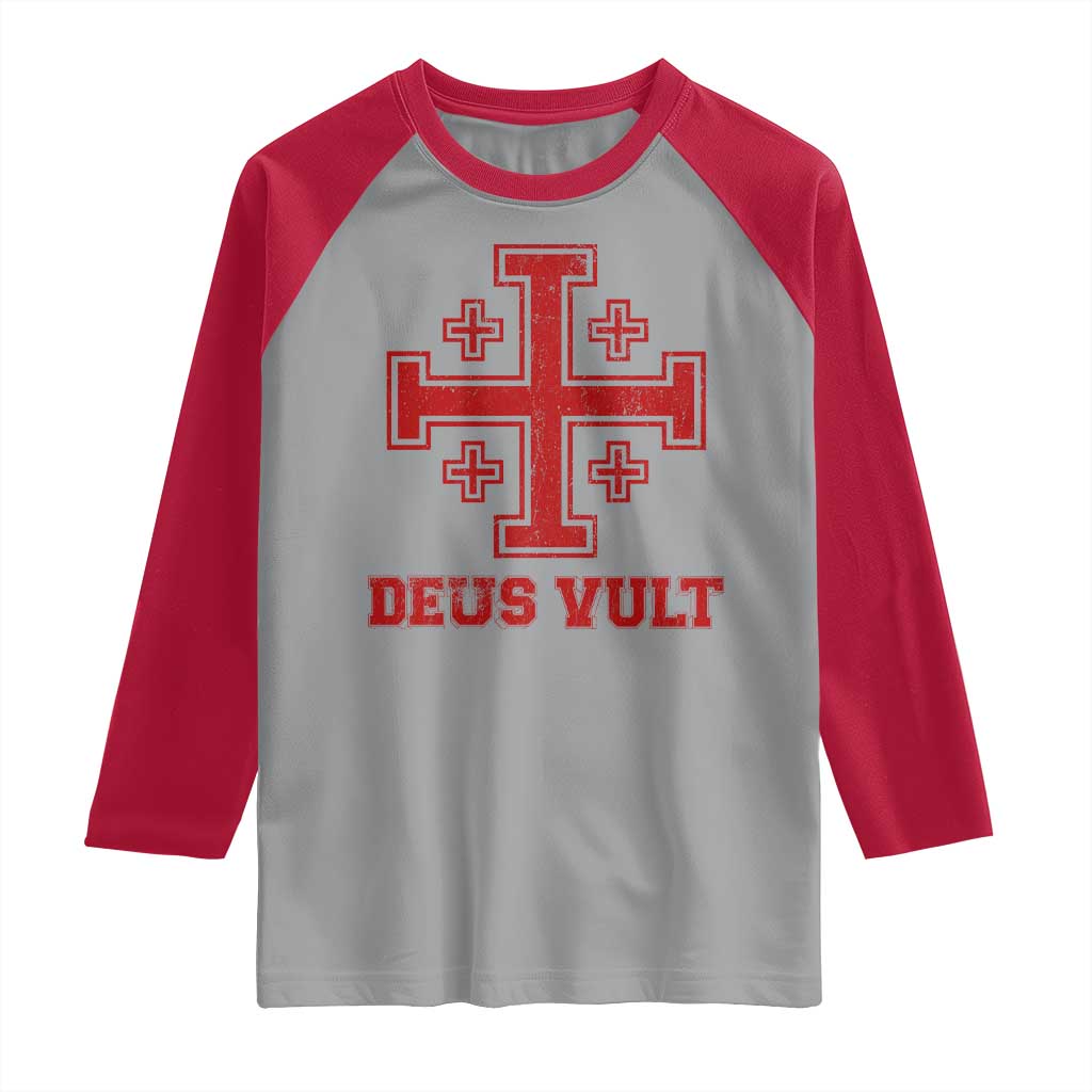 Catholic Knight Templar Crusader Cross Raglan Shirt TS10 Sport Gray Red Print Your Wear
