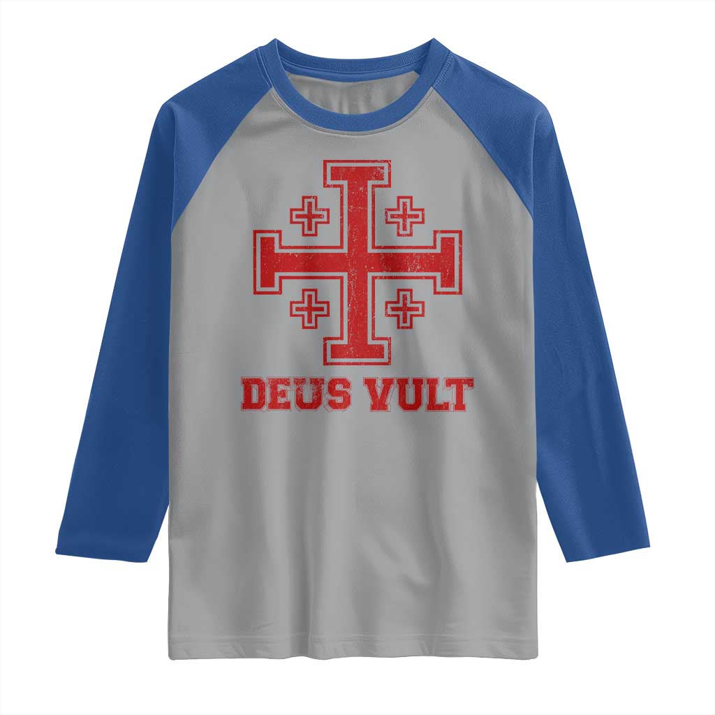 Catholic Knight Templar Crusader Cross Raglan Shirt TS10 Sport Gray Royal Print Your Wear
