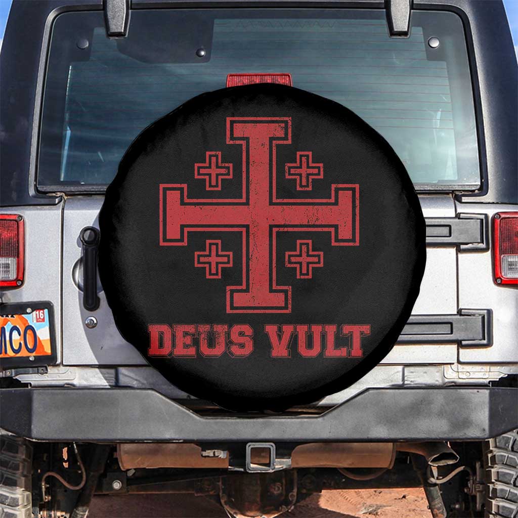 Catholic Knight Templar Crusader Cross Spare Tire Cover TS10 No hole Black Print Your Wear