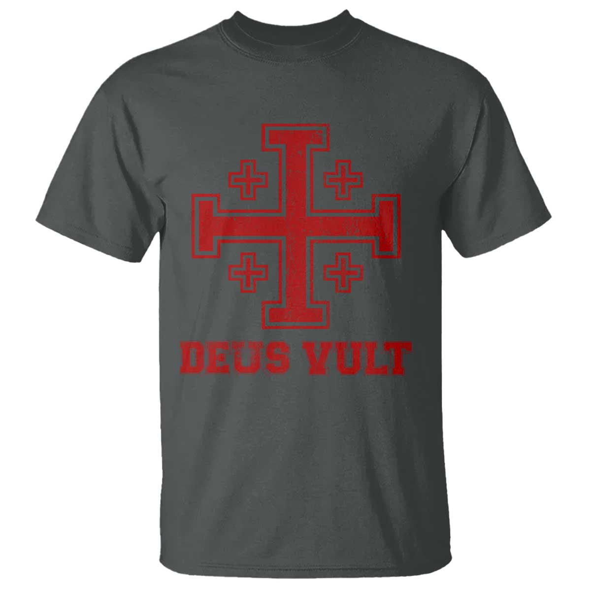 Catholic Knight Templar T Shirt - Crusader Cross Christian Faith Medieval Heritage Tee TS10 Dark Heather Print Your Wear