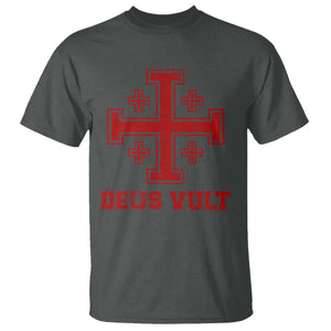 Catholic Knight Templar T Shirt - Crusader Cross Christian Faith Medieval Heritage Tee TS10 Dark Heather Print Your Wear