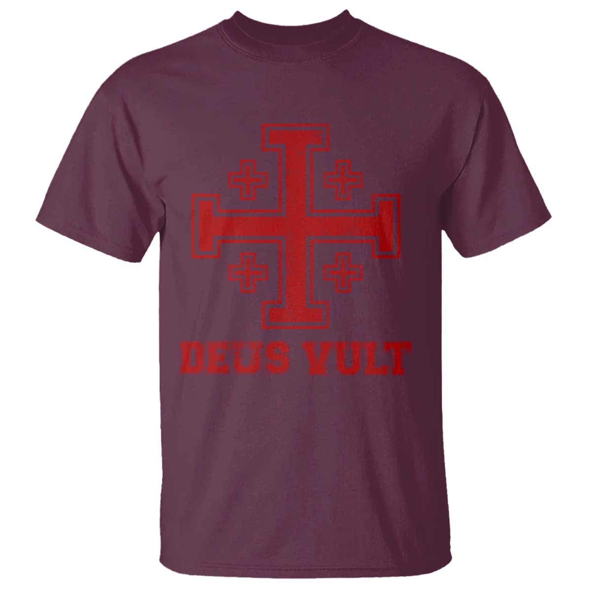 Catholic Knight Templar Crusader Cross T Shirt TS10 Maroon Print Your Wear