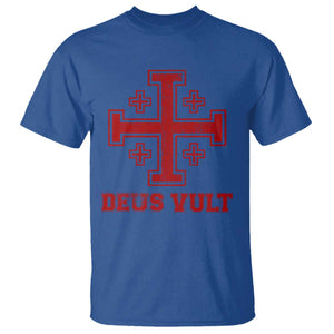 Catholic Knight Templar T Shirt - Crusader Cross Christian Faith Medieval Heritage Tee TS10 Royal Blue Print Your Wear