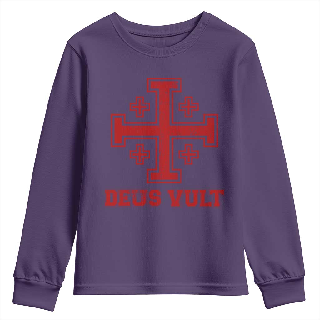 Catholic Knight Templar Crusader Cross Youth Sweatshirt TS10 Purple Print Your Wear