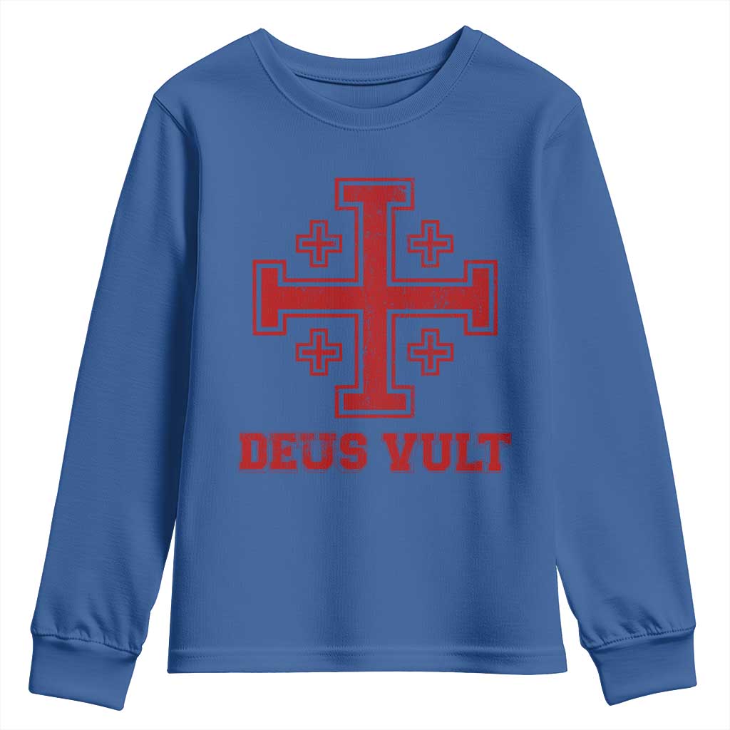 Catholic Knight Templar Crusader Cross Youth Sweatshirt TS10 Royal Blue Print Your Wear