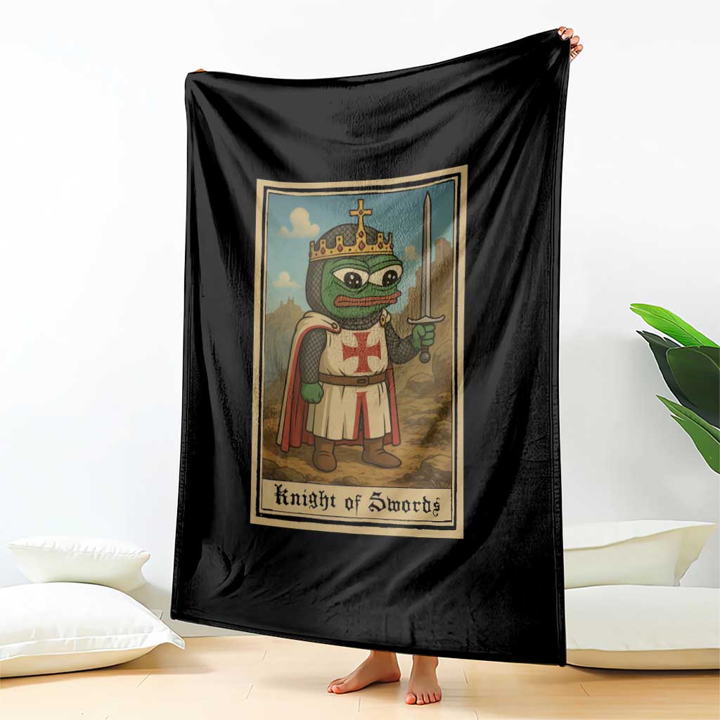 Funny Knight Meme Throw Blanket Vintage Pepe Frog Templar Crusader Fren Soldier TS10 Print Your Wear