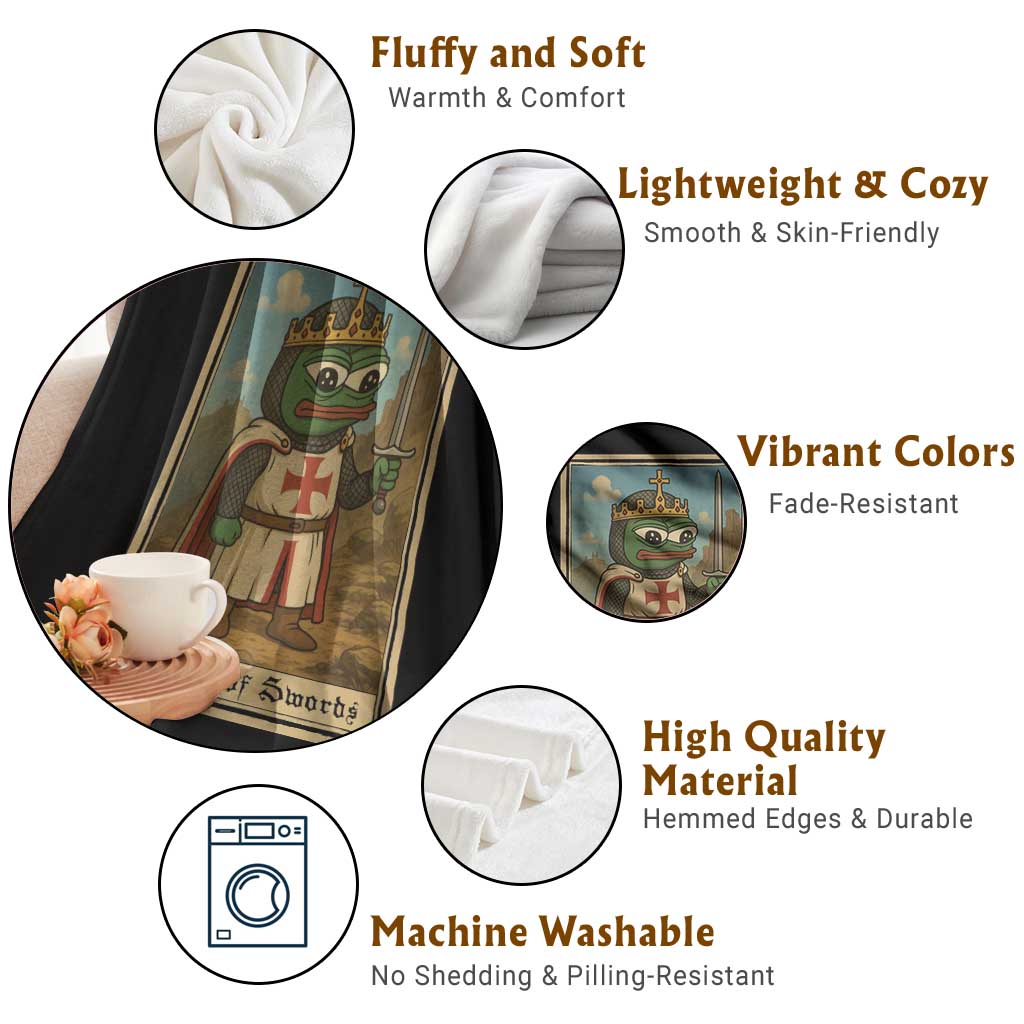 Funny Knight Meme Throw Blanket Vintage Pepe Frog Templar Crusader Fren Soldier TS10 Print Your Wear