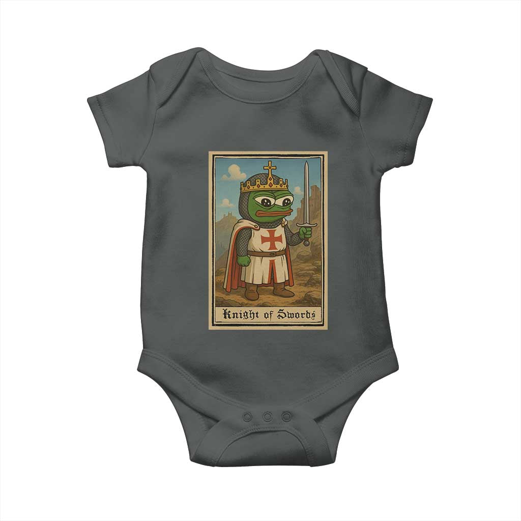 Funny Knight Meme Baby Onesie Vintage Pepe Frog Templar Crusader Fren Soldier TS10 Dark Heather Print Your Wear