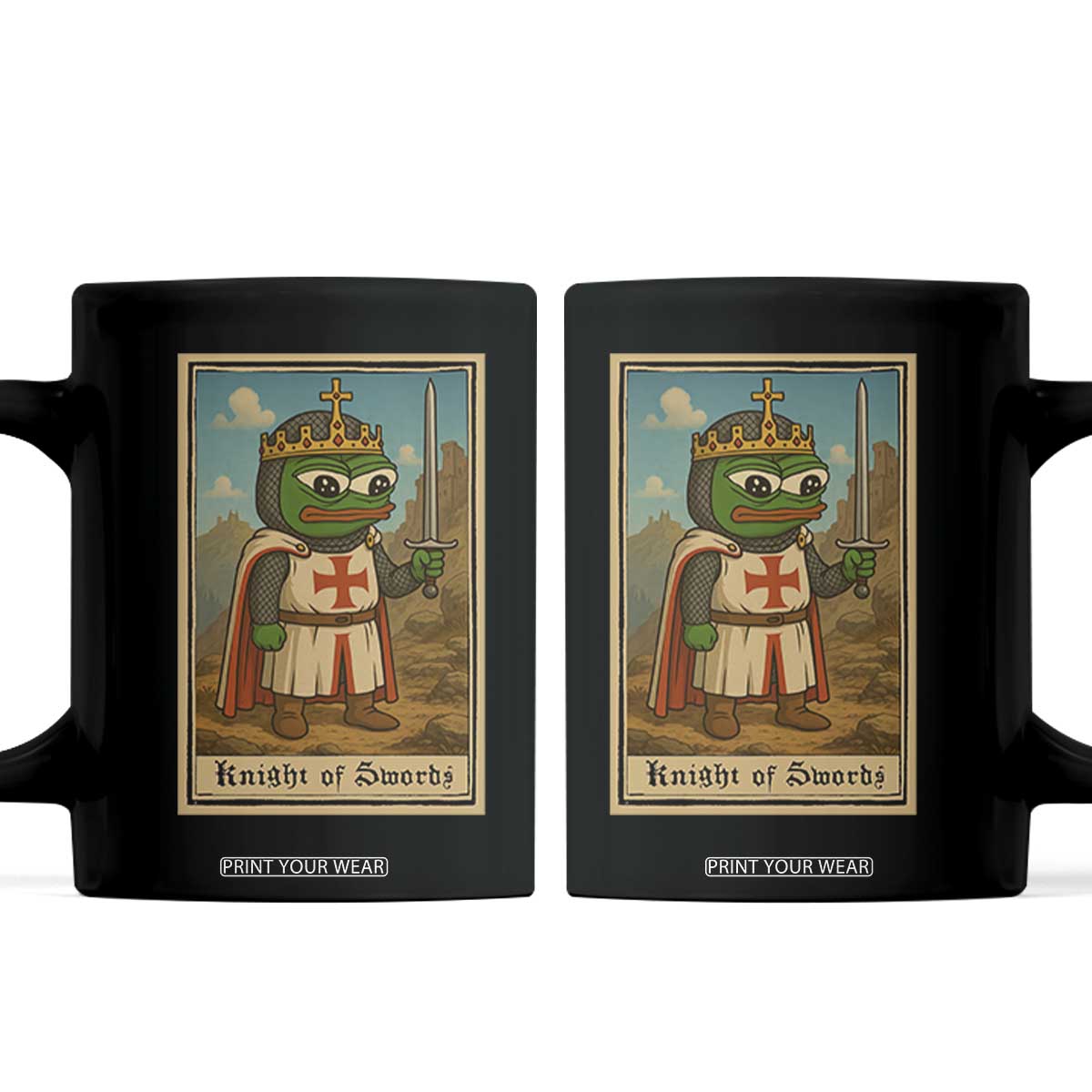Funny Knight Meme Coffee Mug Vintage Pepe Frog Templar Crusader Fren Soldier TS10 Black Print Your Wear
