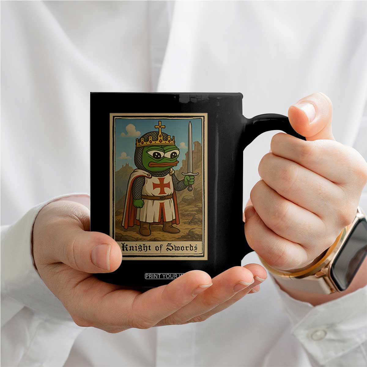 Funny Knight Meme Coffee Mug Vintage Pepe Frog Templar Crusader Fren Soldier TS10 Print Your Wear