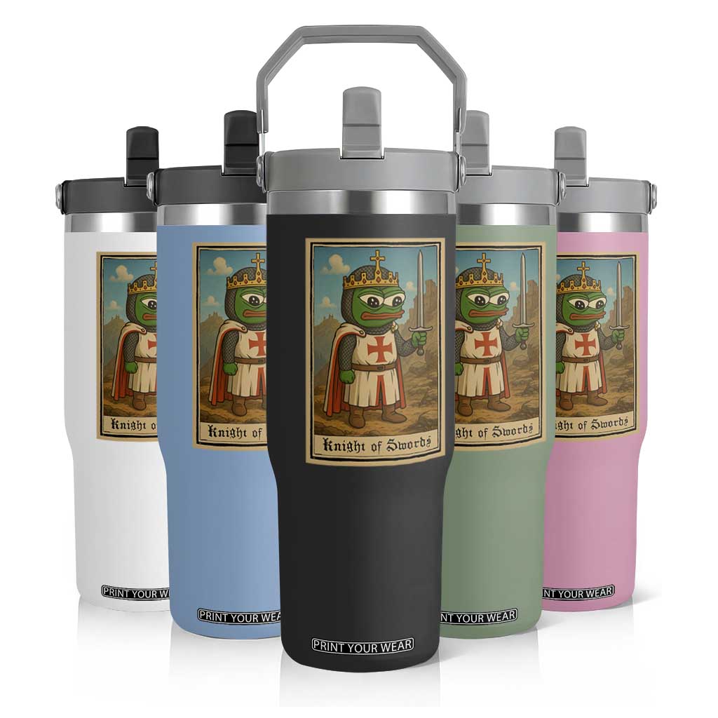 Funny Knight Meme Flip Straw Tumbler Vintage Pepe Frog Templar Crusader Fren Soldier TS10 Print Your Wear
