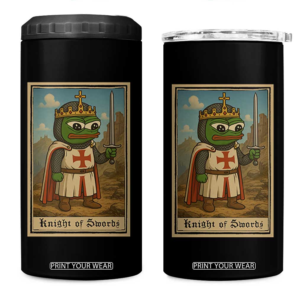 Funny Knight Meme 4 in 1 Can Cooler Tumbler Vintage Pepe Frog Templar Crusader Fren Soldier TS10 One Size: 16 oz Black Print Your Wear