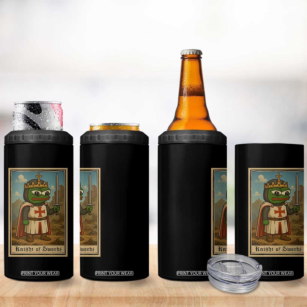 Funny Knight Meme 4 in 1 Can Cooler Tumbler Vintage Pepe Frog Templar Crusader Fren Soldier TS10 Print Your Wear
