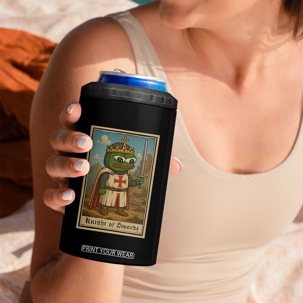 Funny Knight Meme 4 in 1 Can Cooler Tumbler Vintage Pepe Frog Templar Crusader Fren Soldier TS10 Print Your Wear