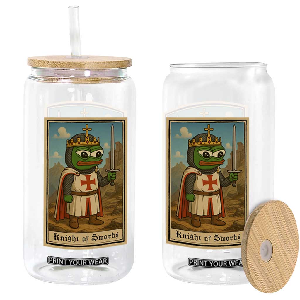 Funny Knight Meme Glass Can Vintage Pepe Frog Templar Crusader Fren Soldier TS10 Print Your Wear