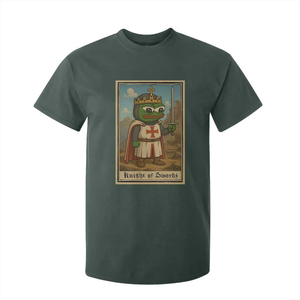 Funny Knight Meme T Shirt For Kid Vintage Pepe Frog Templar Crusader Fren Soldier TS10 Dark Forest Green Print Your Wear