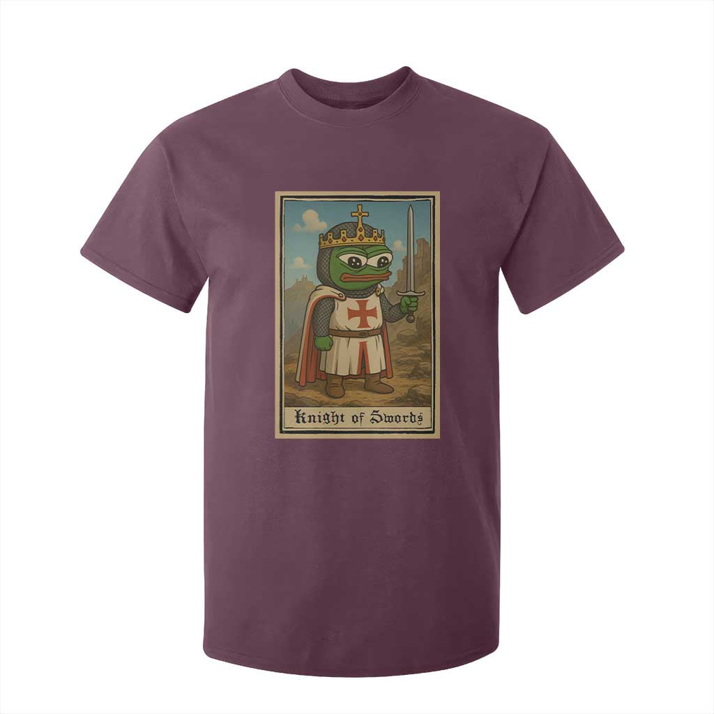 Funny Knight Meme T Shirt For Kid Vintage Pepe Frog Templar Crusader Fren Soldier TS10 Maroon Print Your Wear