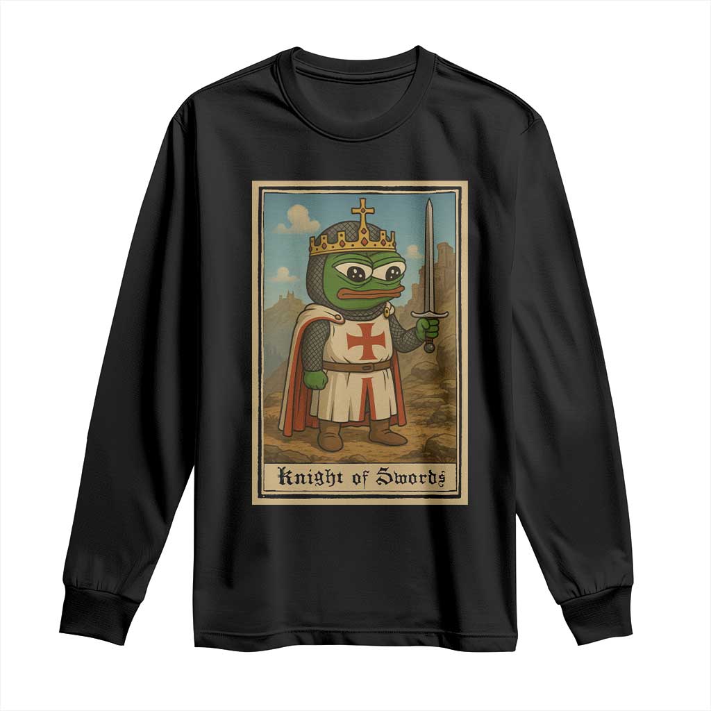 Funny Knight Meme Long Sleeve Shirt Vintage Pepe Frog Templar Crusader Fren Soldier TS10 Black Print Your Wear