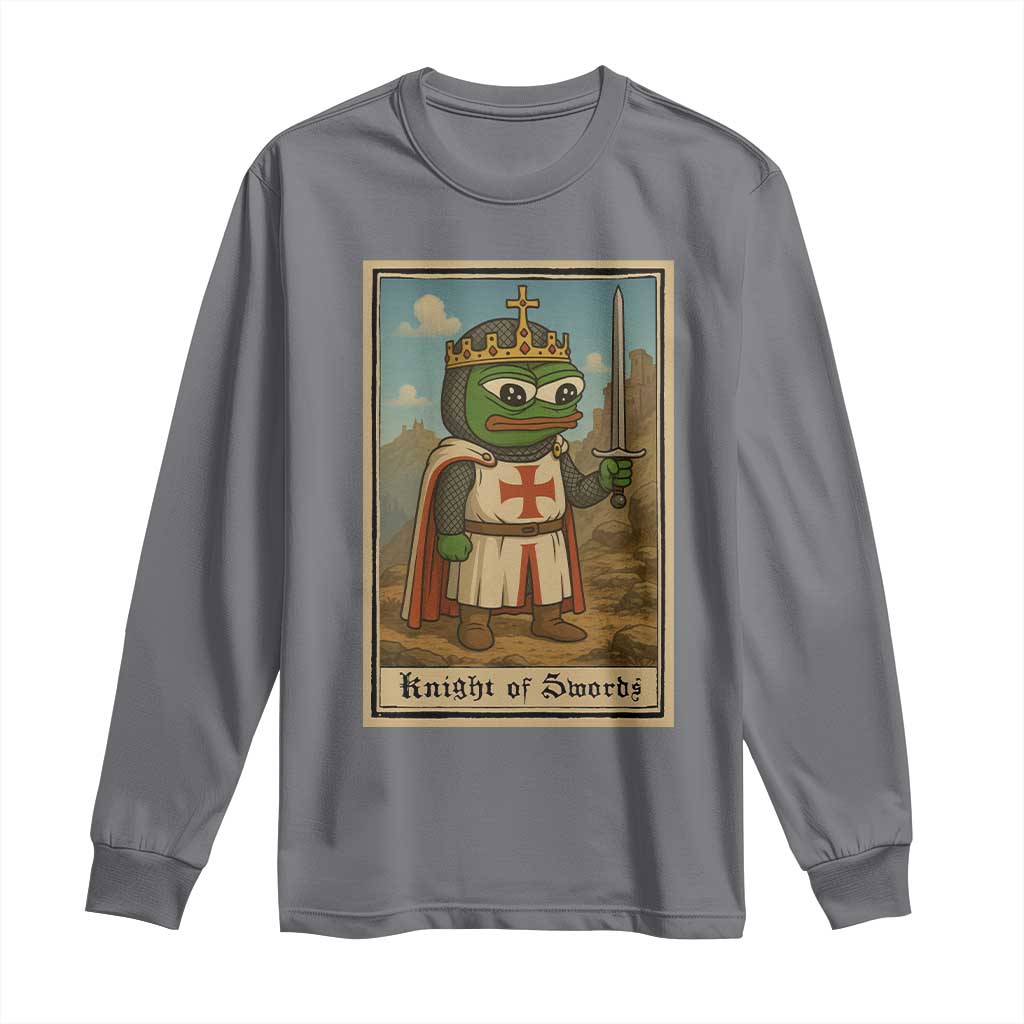 Funny Knight Meme Long Sleeve Shirt Vintage Pepe Frog Templar Crusader Fren Soldier TS10 Charcoal Print Your Wear