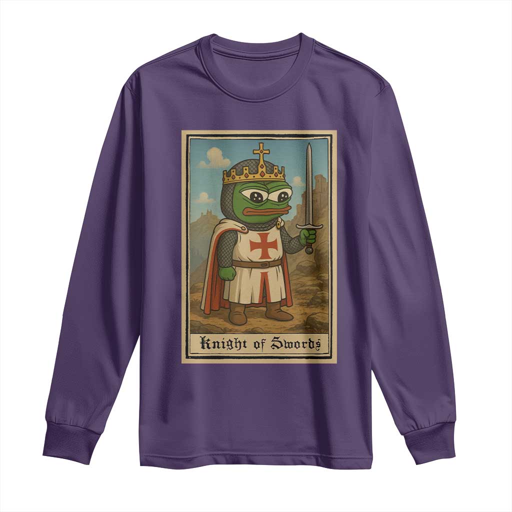 Funny Knight Meme Long Sleeve Shirt Vintage Pepe Frog Templar Crusader Fren Soldier TS10 Purple Print Your Wear