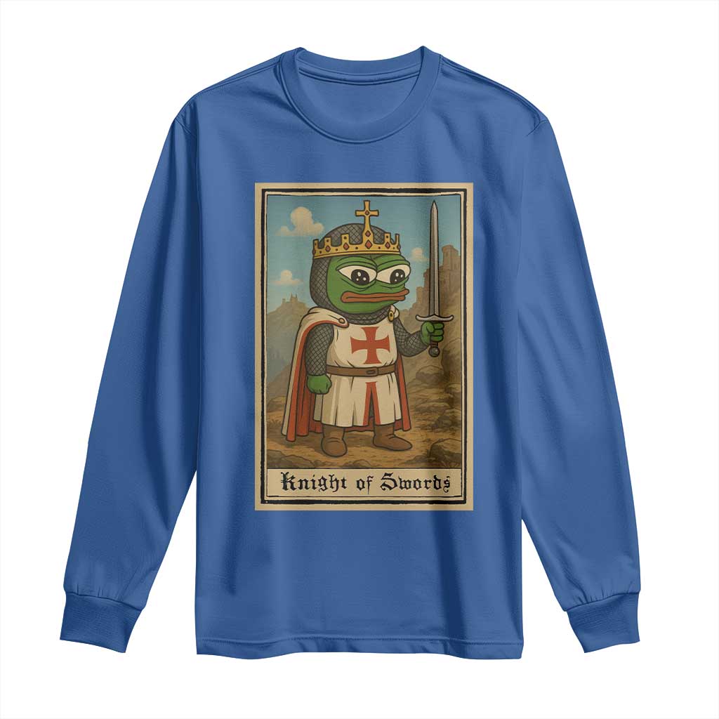 Funny Knight Meme Long Sleeve Shirt Vintage Pepe Frog Templar Crusader Fren Soldier TS10 Royal Blue Print Your Wear