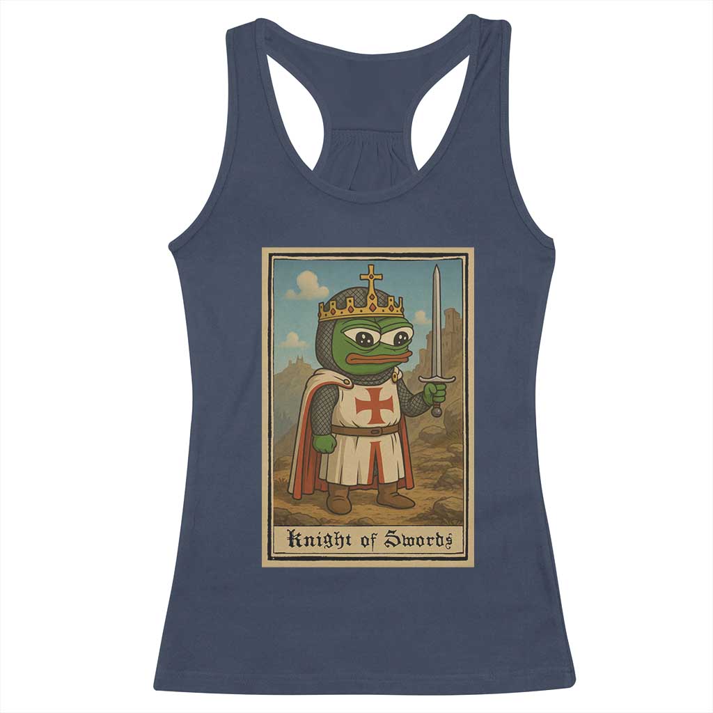 Funny Knight Meme Racerback Tank Top Vintage Pepe Frog Templar Crusader Fren Soldier TS10 Navy Print Your Wear