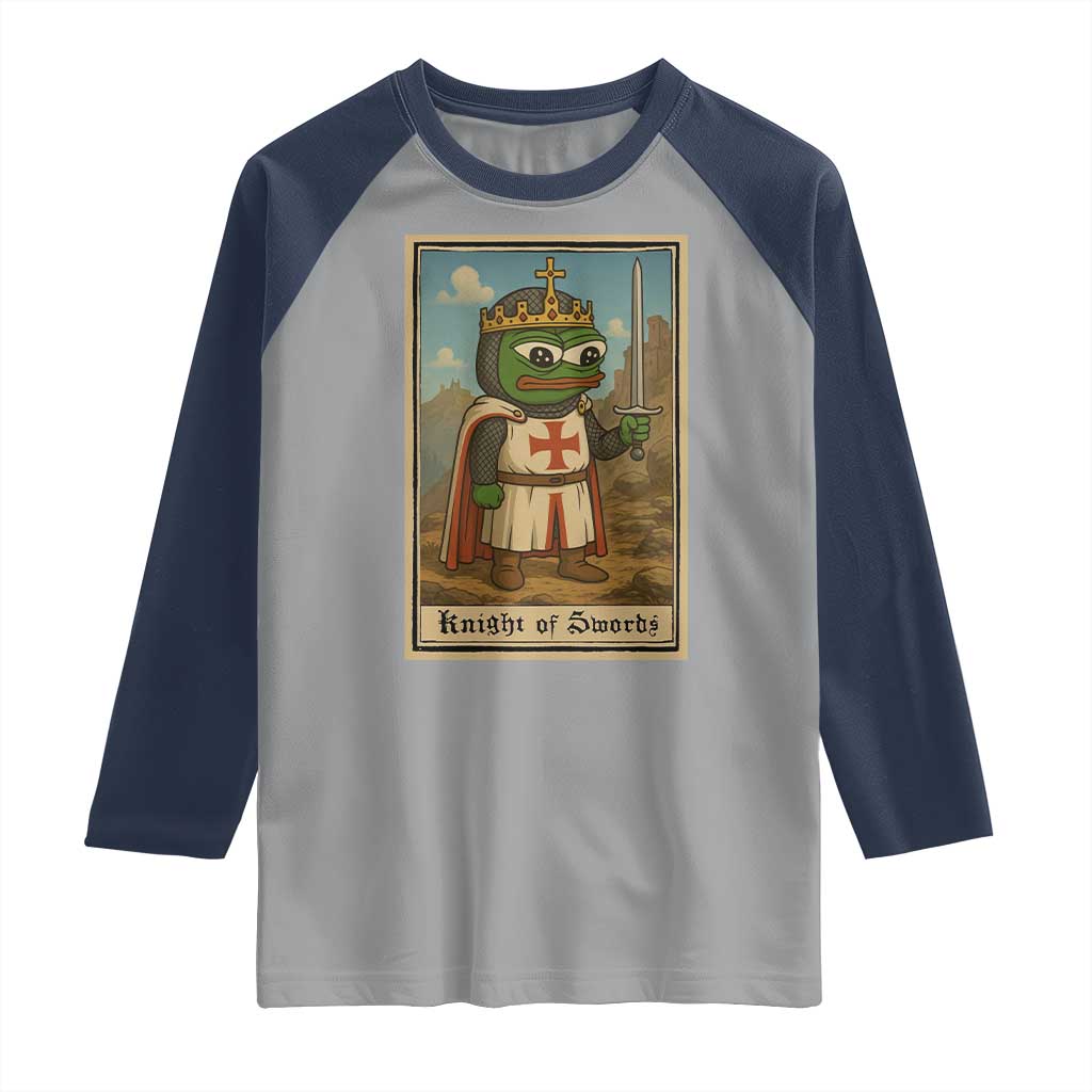 Funny Knight Meme Raglan Shirt Vintage Pepe Frog Templar Crusader Fren Soldier TS10 Sport Gray Navy Print Your Wear