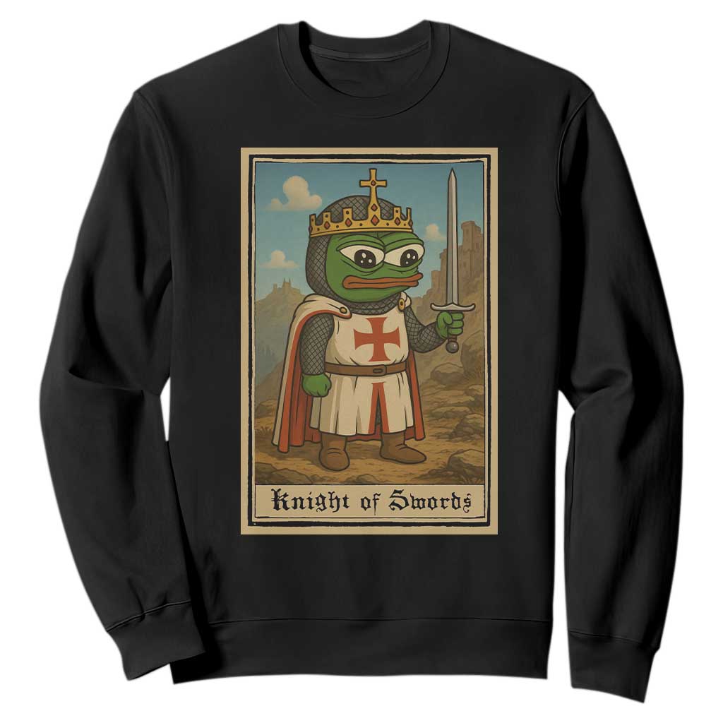 Funny Knight Meme Sweatshirt Vintage Pepe Frog Templar Crusader Fren Soldier TS10 Black Print Your Wear