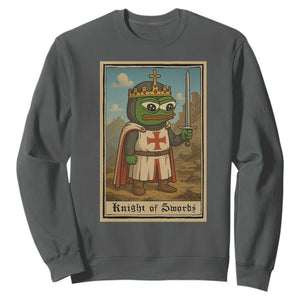 Funny Knight Meme Sweatshirt Vintage Pepe Frog Templar Crusader Fren Soldier TS10 Dark Heather Print Your Wear