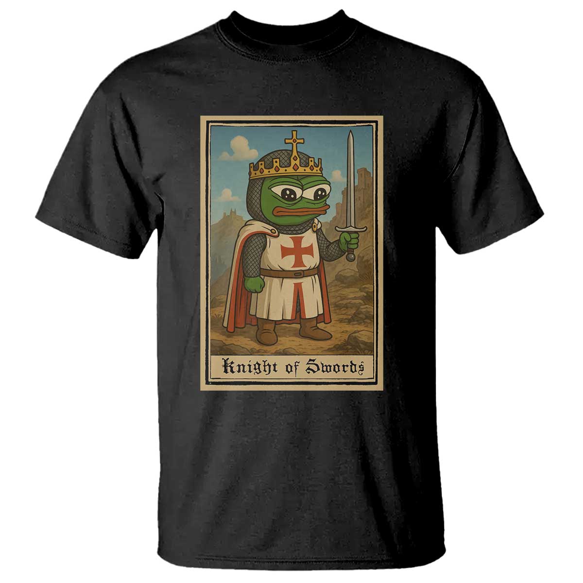 Funny Knight Meme T Shirt Vintage Pepe Frog Templar Crusader Fren Soldier TS10 Black Print Your Wear