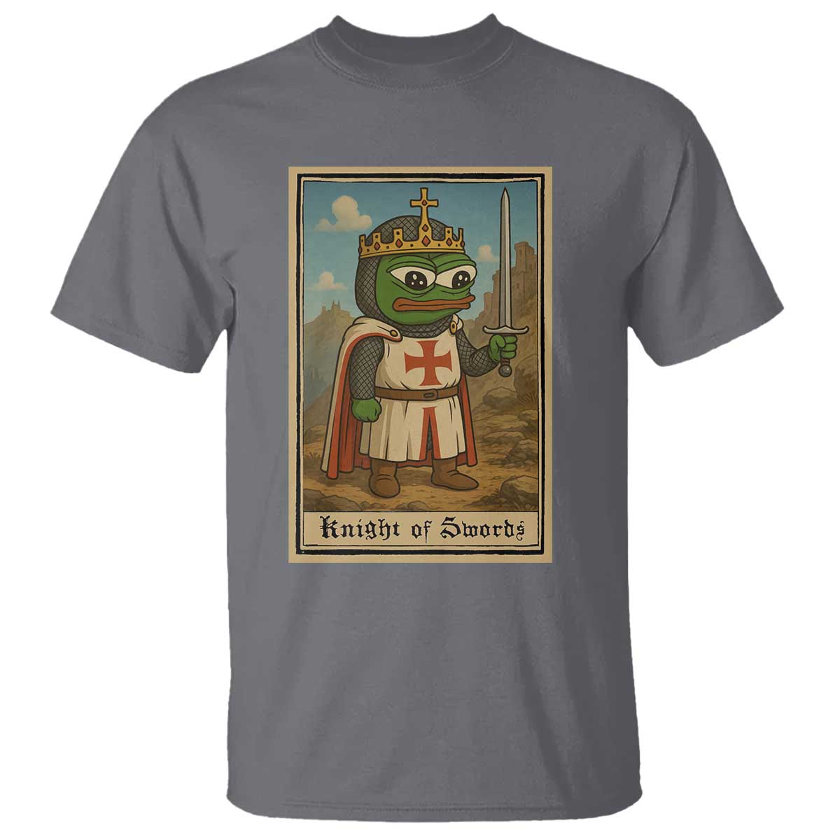 Funny Knight Meme T Shirt Vintage Pepe Frog Templar Crusader Fren Soldier TS10 Charcoal Print Your Wear