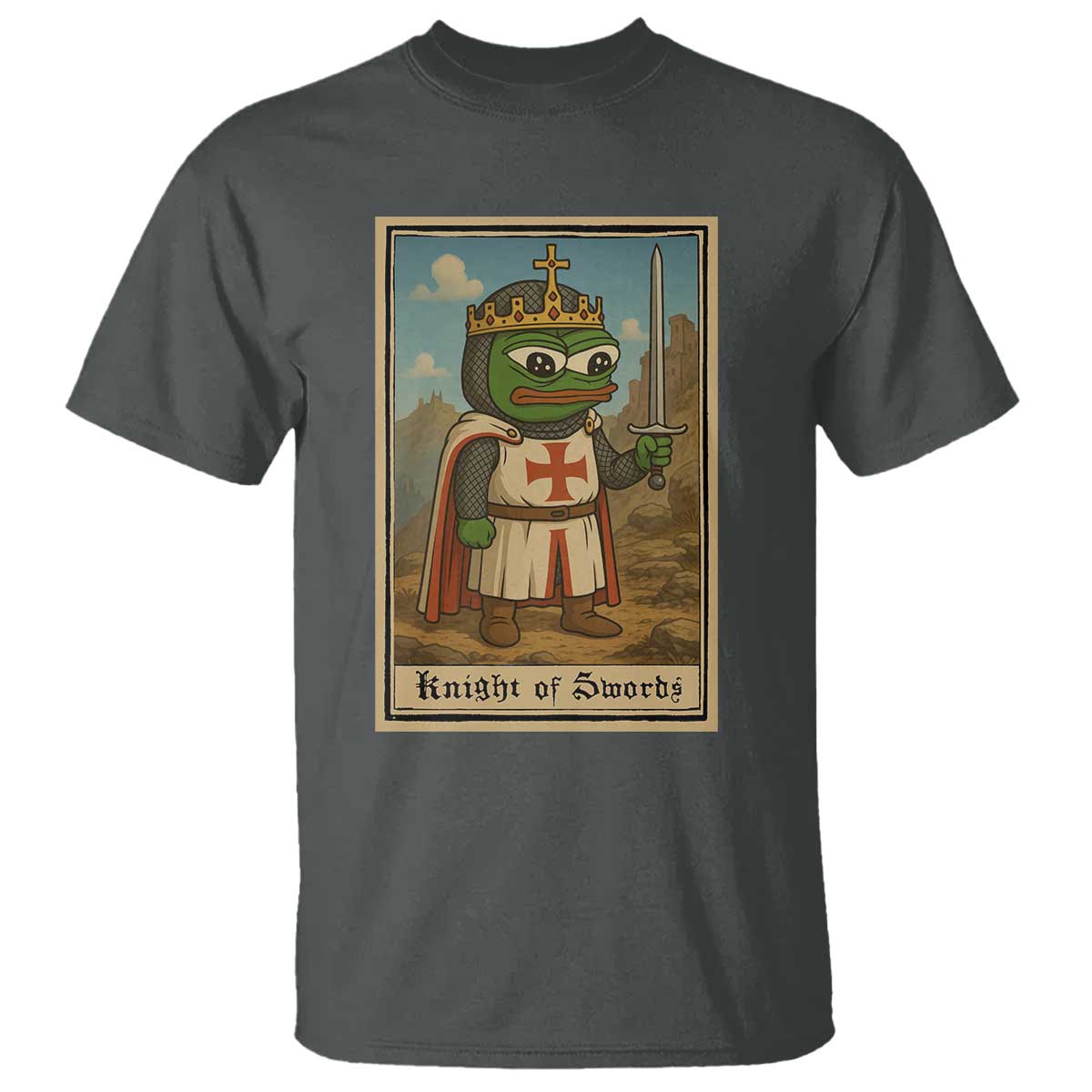 Funny Knight Meme T Shirt Vintage Pepe Frog Templar Crusader Fren Soldier TS10 Dark Heather Print Your Wear