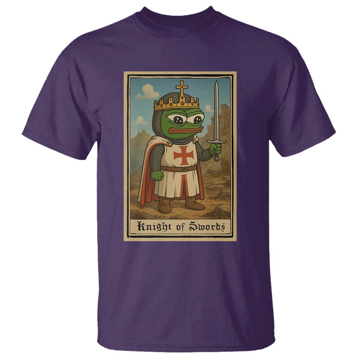 Funny Knight Meme T Shirt Vintage Pepe Frog Templar Crusader Fren Soldier TS10 Purple Print Your Wear