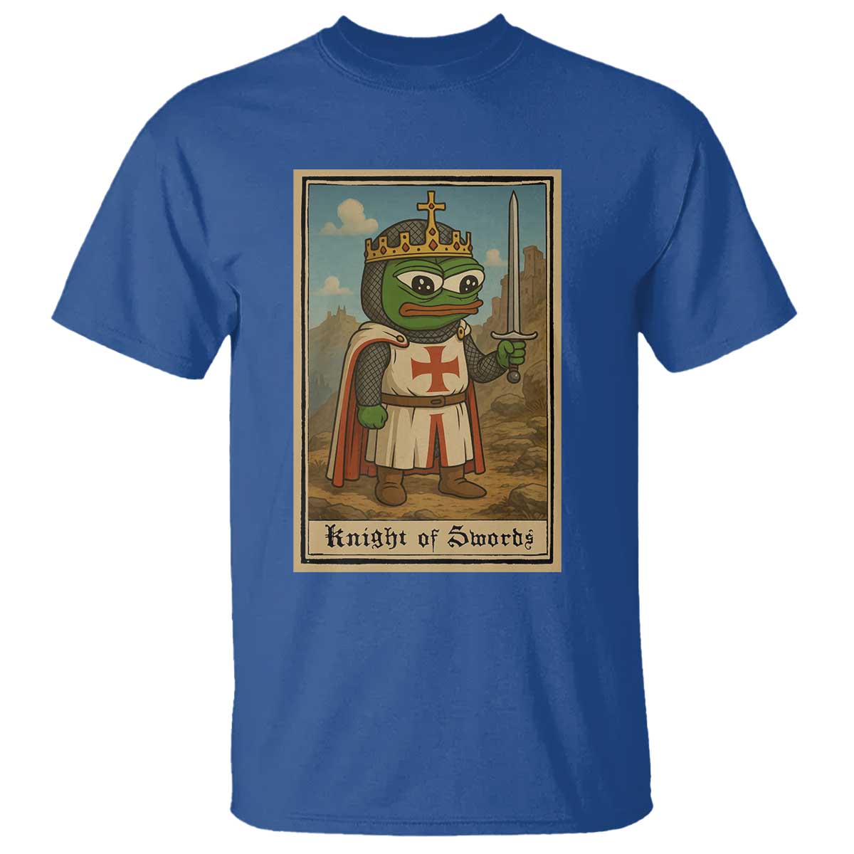 Funny Knight Meme T Shirt Vintage Pepe Frog Templar Crusader Fren Soldier TS10 Royal Blue Print Your Wear