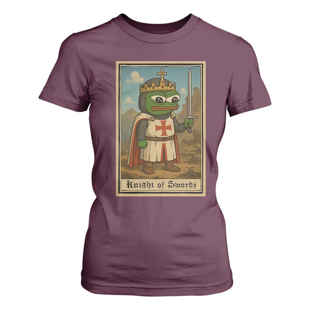 Funny Knight Meme T Shirt For Women Vintage Pepe Frog Templar Crusader Fren Soldier TS10 Maroon Print Your Wear