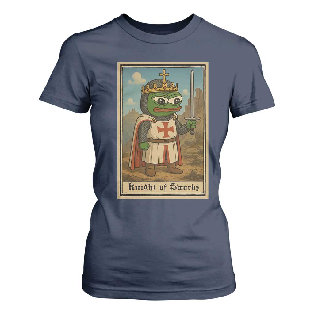 Funny Knight Meme T Shirt For Women Vintage Pepe Frog Templar Crusader Fren Soldier TS10 Navy Print Your Wear