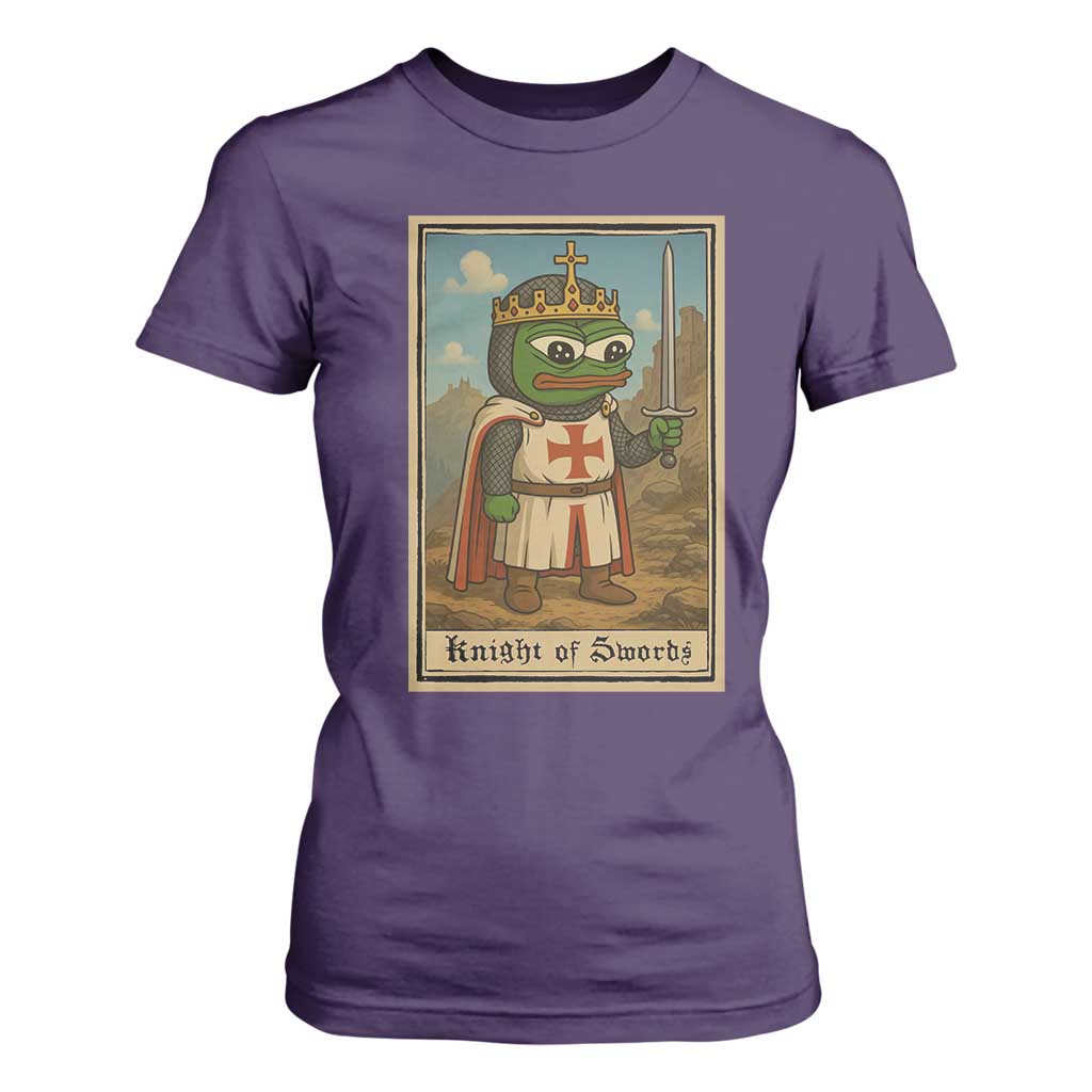Funny Knight Meme T Shirt For Women Vintage Pepe Frog Templar Crusader Fren Soldier TS10 Purple Print Your Wear