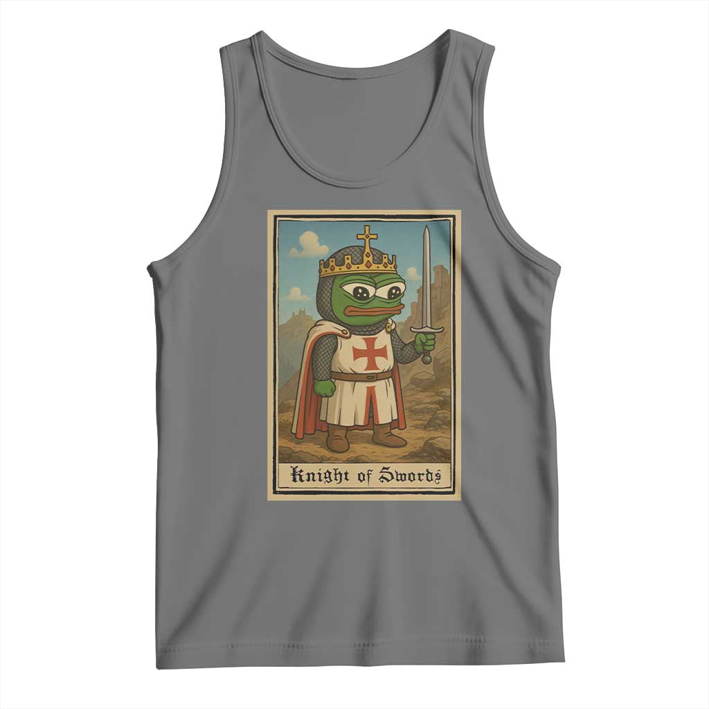 Funny Knight Meme Tank Top Vintage Pepe Frog Templar Crusader Fren Soldier TS10 Black Heather Print Your Wear