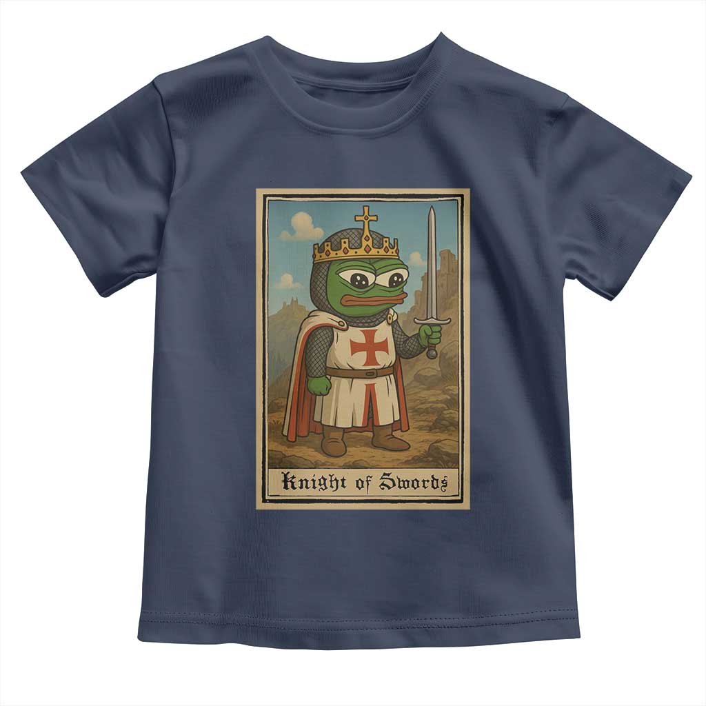 Funny Knight Meme Toddler T Shirt Vintage Pepe Frog Templar Crusader Fren Soldier TS10 Navy Print Your Wear