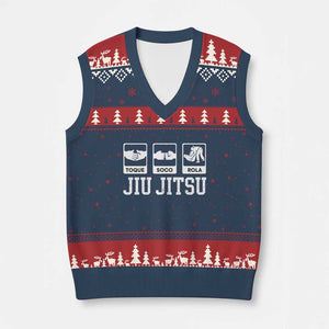 Funny BJJ V-Neck Knit Sweater Vest Toque Soco Rola Brazilian Jiu Jitsu TS10 Navy Red Print Your Wear