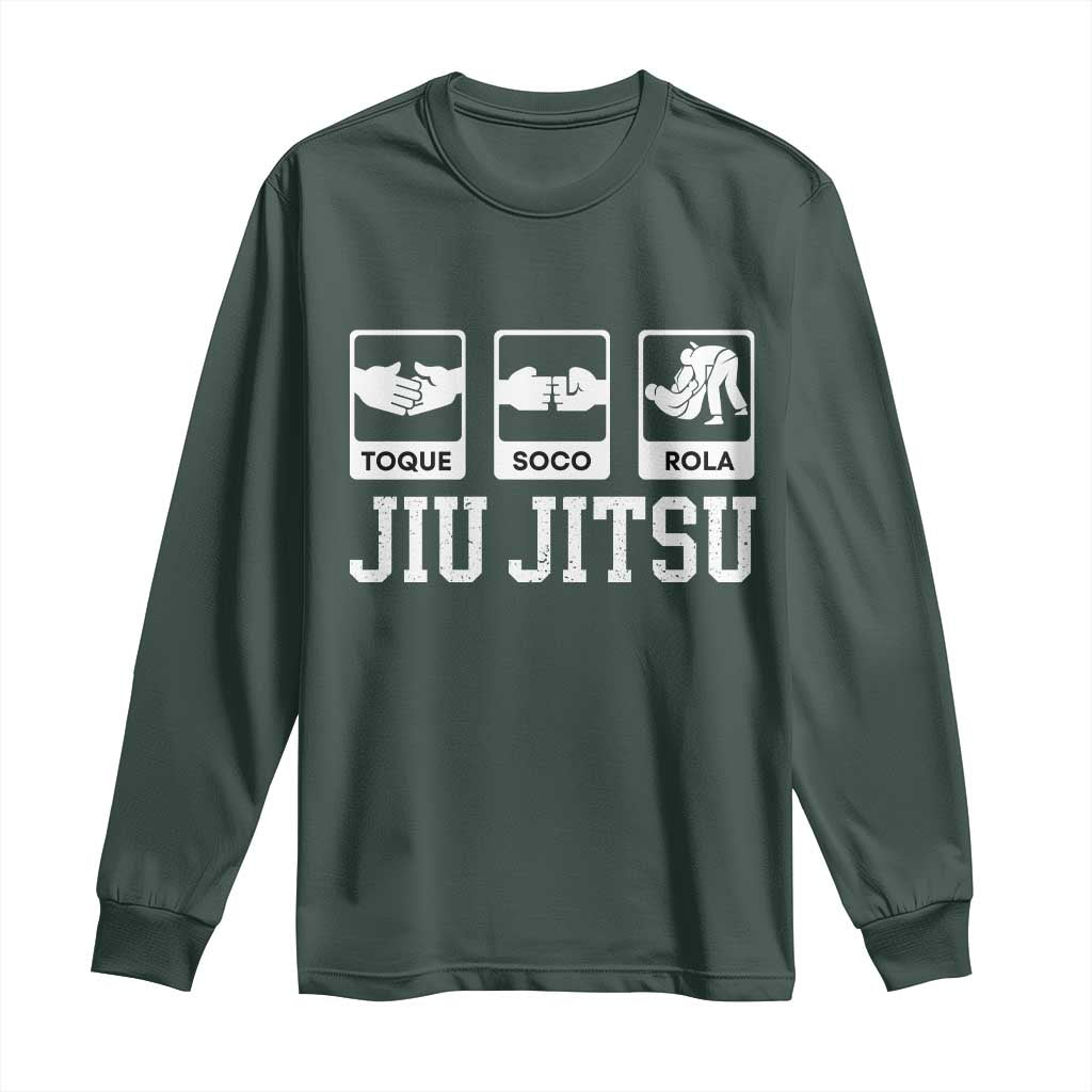 Funny BJJ Long Sleeve Shirt Toque Soco Rola Brazilian Jiu Jitsu TS10 Dark Forest Green Print Your Wear